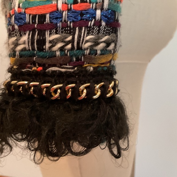 Milly Multi Colored Jacket with Black Fringe Detail and Gold Metal Roping. - Picture 7 of 14